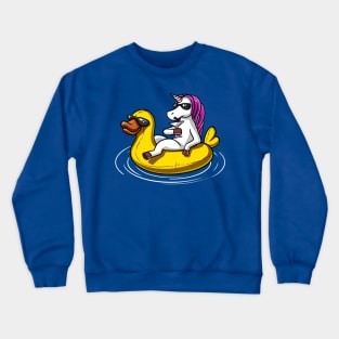 Unicorn Riding A Bath Duck Float Crewneck Sweatshirt
